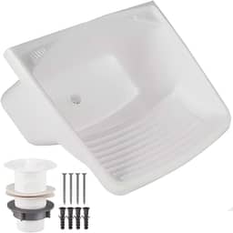 Tanque Plástico Lavar Roupas C/Sifão E Valvula Lavanderia 24l Cor Branco