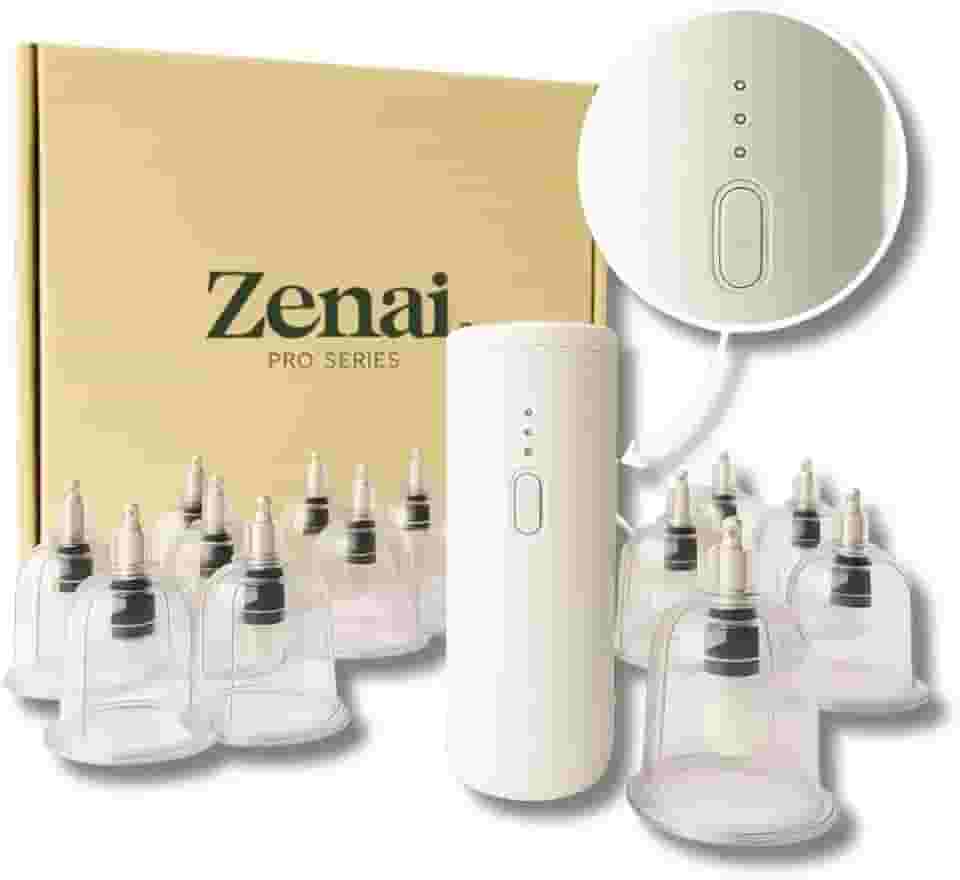 Zenai - Kit 12 Ventosas Octogonais com Bomba Automática | Recarregável e Reutilizável | Ideal para Clínicas, Massoterapeutas e Esteticistas