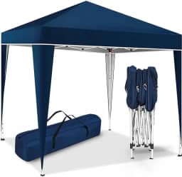 Tenda de Praia Gazebo 3x3m - Barraca Dobrável Azul Marinho, com Bolsa de Transporte para Viagens e Grupos
