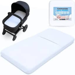 Colchonete Carrinho Moisés Bebê Universal Berço Ninho Colchão Macio Enxoval c/Capa Removível Marca PEGWEB (Branco)