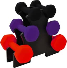 Kit de Halteres com Suporte – 3 Pesos, Cores Roxo e Vermelho Ideal para Exercícios em Casa