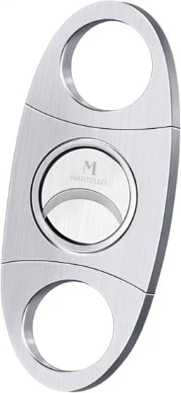 Pacote com 2 cortadores de charutos Mantello – Guilhotina de lâmina dupla de aço inoxidável, acessórios de charutos premium para homens, perfeitos para charutos, acessórios para fumar e cortadores de