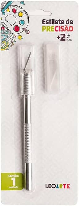 Estilete Tipo Bisturi C/2 Laminas Extras Blister Leo&leo Leonora, Prata