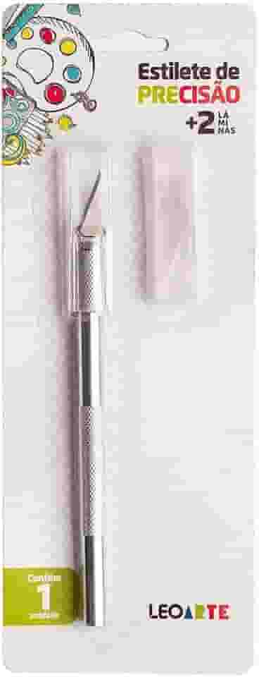 Estilete Tipo Bisturi C/2 Laminas Extras Blister Leo&leo Leonora, Prata