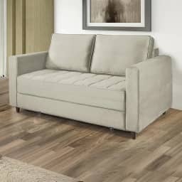 Sofá Cama Belize 2 Lugares Com Pés de Madeira e Rodízios Bege Claro