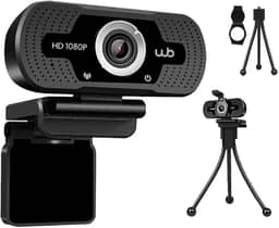 Webookers WB, Webcam USB Full HD 1080P WB com Microfone Ângulo 110° e Tripé