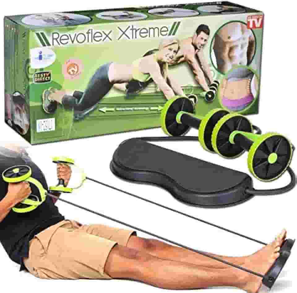 KIT MUSCULAÇÃO FITNESS COMPLETO ACADEMIA EM CASA REVOFLEX ELASTICO RODA ABDOMINAL EXTENSOR PARA BRAÇOS E PERNAS EMAGRACEDOR