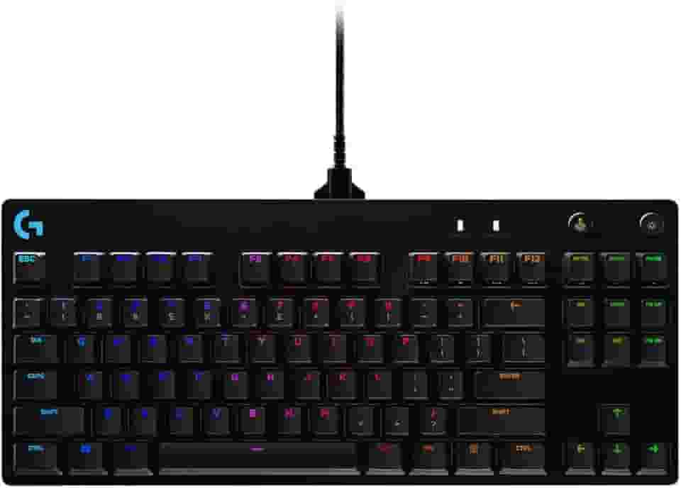 Teclado Mecânico Gamer Logitech G PRO com Layout US, RGB LIGHTSYNC, Design TKL, Cabo Destacável e Switch Exclusivo GX Blue Clicky