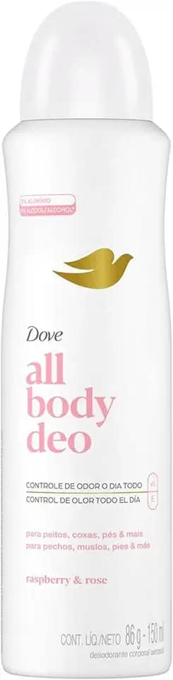 Dove All Body, Desodorante Corporal Aerossol, Para o Corpo Todo, Framboesa e Rosa 150ml