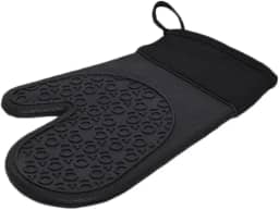 Mimo Style Luva de Silicone Preta com Tecido no Pulso, Suporta Temperaturas de Até 220ºC Sem Transferência de Calor e Sem Causar Ferimentos às Mãos