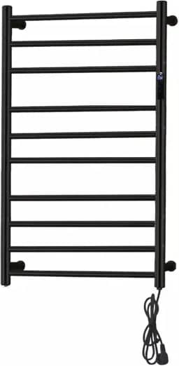 Toalheiro Térmico Grande Redondo Preto Bivolt com Timer Embutido - Kzi (Fio Lado Esquerdo, Grande)