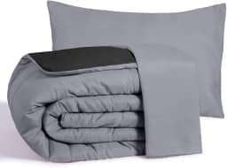 Edredom Casal Queen 3 Peças Margarida - Conforto, Estilo e Maciez para Noites Aconchegantes (Variações) (Preto e Cinza)