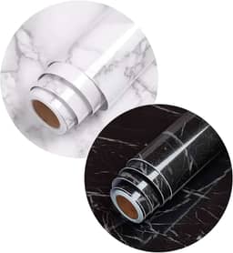 Papel de Parede 5 METROS x 60CM Adesivo Autocolante Marmore brilhante Envelopamento Mesa Vidro Moveis (Preto)