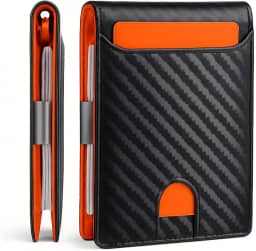 Carteira Slim Minimalista de Alumínio e Fibra de Carbono com Bloqueio RFID e Porta Cartões Compacta