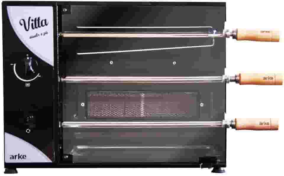 Churrasqueira a Gás Rotativa Arke Vitta 3 Espetos Preto Glp 220v