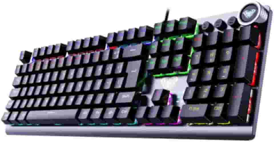Teclado Mecânico AULA F3018 ABNT2 Blue Switch RGB Cabo Reforçado em Tecido Full Size