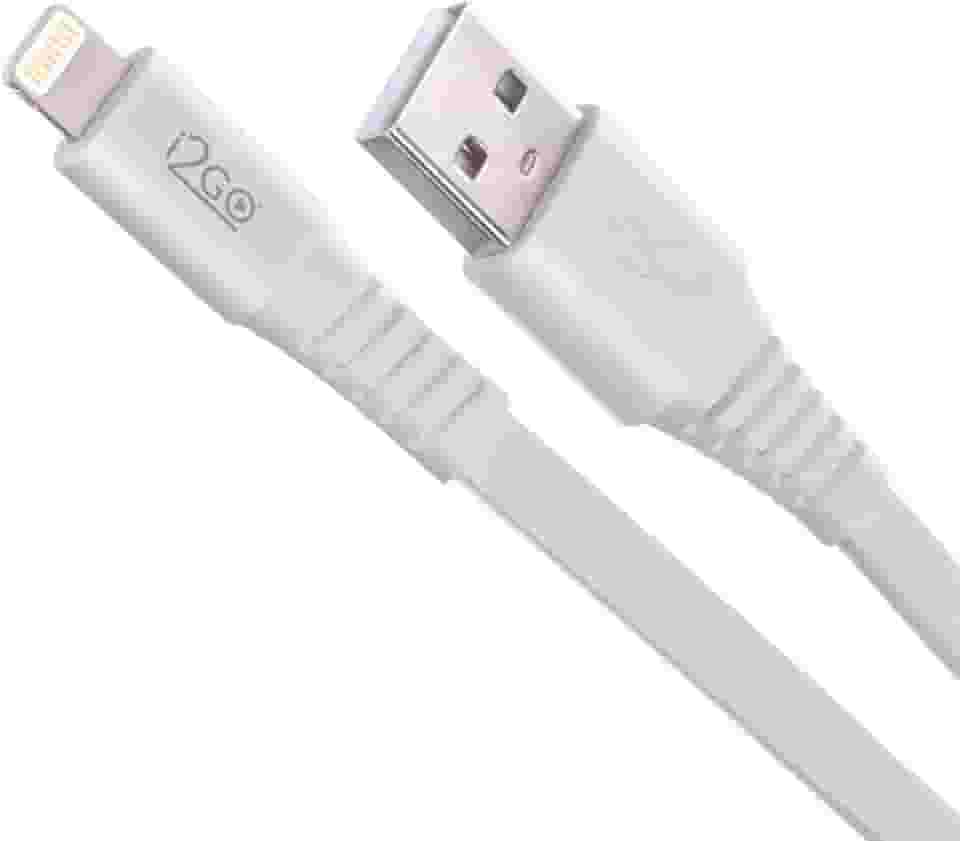 Cabo Iphone/Cabo Lightning I2GO Certificado MFi 1,2m 2,4A PVC Flexível Flat Branco - I2GO Basic
