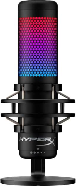 Microfone Condensador HyperX QuadCast S – RGB Personalizável, Toque para Silenciar, Antivibração, Filtro Pop, 4 Padrões Polares, USB, para Streaming e Criação de Conteúdo, Preto (4P5P7AA)
