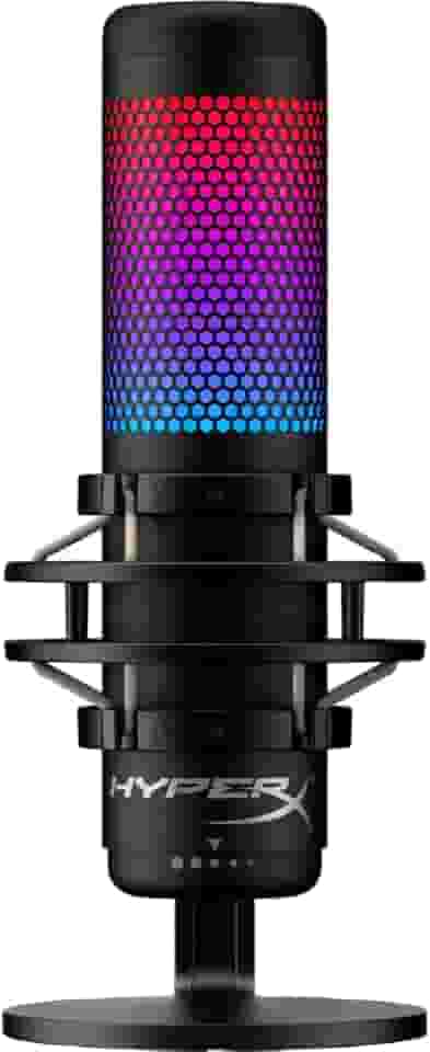 Microfone Condensador HyperX QuadCast S – RGB Personalizável, Toque para Silenciar, Antivibração, Filtro Pop, 4 Padrões Polares, USB, para Streaming e Criação de Conteúdo, Preto (4P5P7AA)
