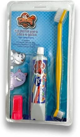 Kit Bucal para Cães e Gato, Dedeira para escovação bucal + Escova de dentes + Creme dental Tutti Frutti 90g, Kit Anti-tártaro