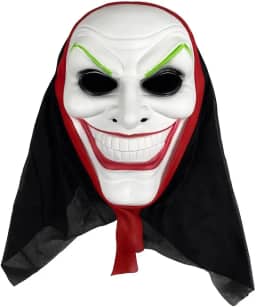Máscara do Coringa Assustador Halloween – Fantasia Vilão Príncipe Palhaço do Crime com Sorriso Sinistro, Cobre Todo o Rosto, Leve e Confortável para Festas, Cosplay e Decoração