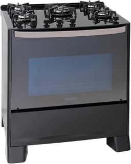 SUGGAR FOGÃO MASTER GRILL PRETO MESA DE VIDRO 5 BOCAS TRIPLA CHAMA GRILL 110V TREMPE FERRO FUNDIDO ACENDIMENTO SUPERAUTOMÁTICO FGVMTG511PT