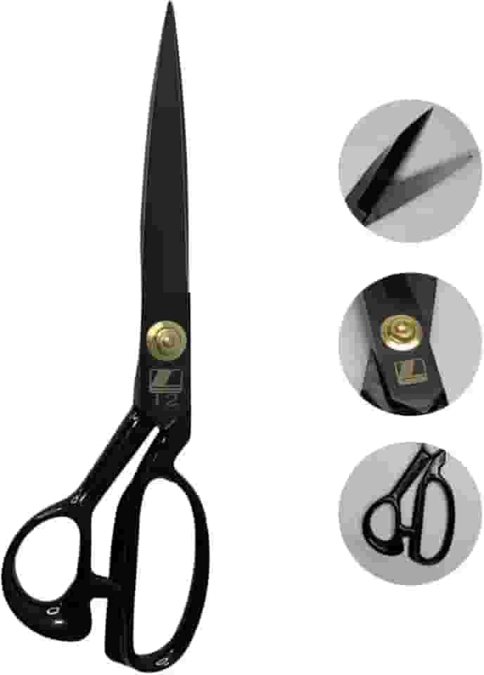 Tesoura Alfaiate Costura Reforçada Titanium Profissional 12" Artesanato Teflon Cortar Tecido Aço Alemão Crina de Cavalo Tapeceiro