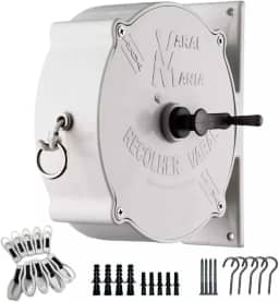 Varal Retrátil de Parede Recolhível com Corda 30m e Kit Instalação – Suporta até 30kg de Roupas