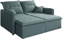 Sofá Cama Retrátil e Reclinável 2m 3 Lugares Bipartido Com Molas Glamour Veludo Selmer (Cinza)