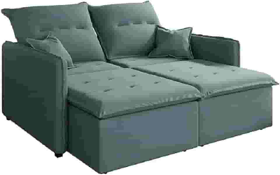 Sofá Cama Retrátil e Reclinável 2m 3 Lugares Bipartido Com Molas Glamour Veludo Selmer (Cinza)