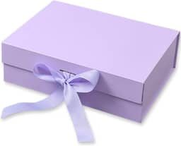 Caixa Para Presente Reforçada Rígida de Papel com Imã e Laço Cetim Embalagem PegPack (Lilás, 23x17x7cm)