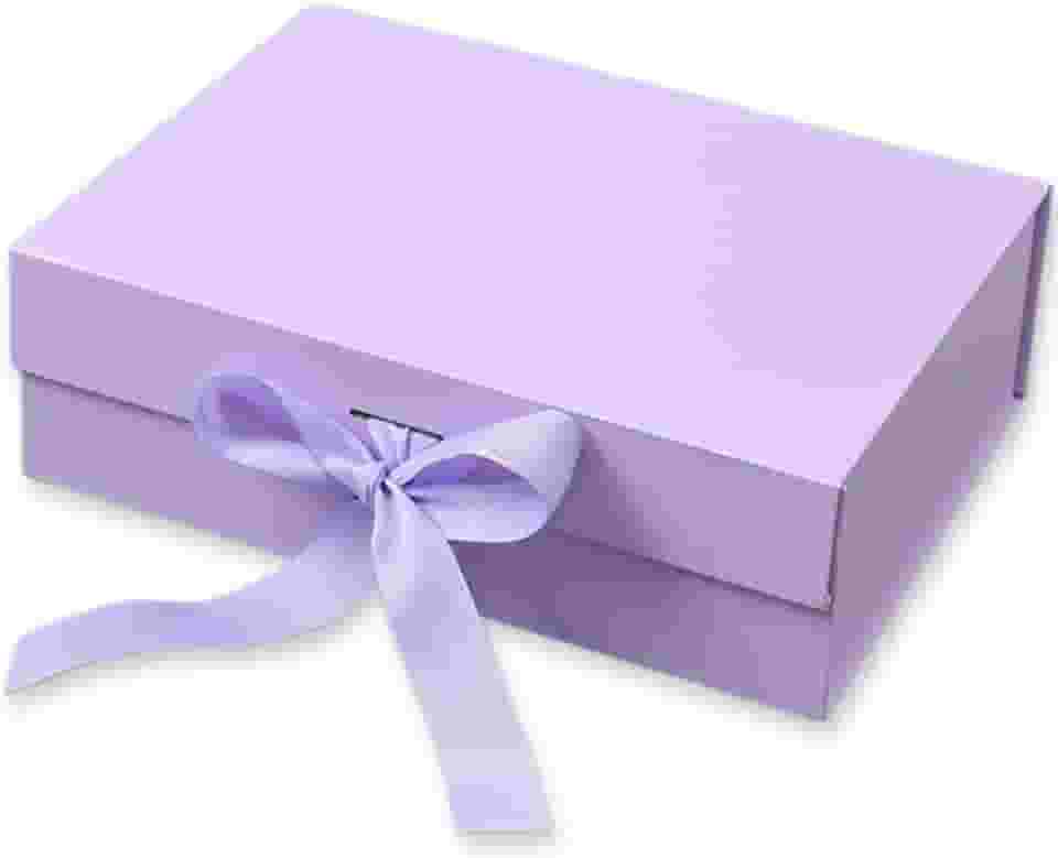 Caixa Para Presente Reforçada Rígida de Papel com Imã e Laço Cetim Embalagem PegPack (Lilás, 23x17x7cm)