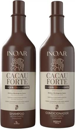 Inoar, Cacau Forte, Kit Shampoo 1L + Condicionador 800ml, Crescimento Saudável e Hidratação Intensa, Biotina e Manteiga de Cacau, Para Cabelos Enfraquecidos e Quebradiços