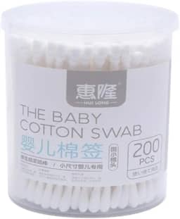 200 Unidades de Cotonete Baby com Hastes Flexíveis de Bambu Algodão para Bebê Nariz Ouvido Sensível