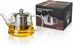 Chaleira de Vidro Borossilicato com Infusor de Chá, 750 ml, Vai Ao Fogo
