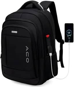 Mochila para Notebook Masculina Feminina para Notebook 17 – Mochila executiva Antifurto, Reforçada, Saídas USB e Fone, Alça de Aço, Impermeável, Escolar, Faculdade, Trabalho ou Viagem – Preta Premium