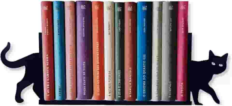 Aparador Organizador Suporte Livro Bibliocanto Preto - Gato gatinho
