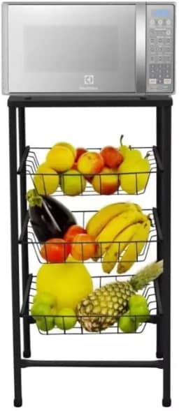 Fruteira Cão Cozinha Multiuso 4 Andares Tampo Extra Forte De Aço Suporta Microondas