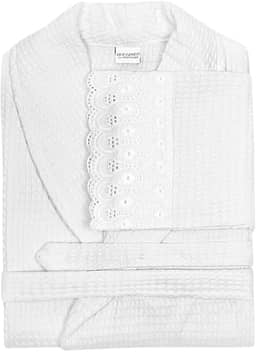 Roupão Piquet Buettner Renascença Renda Cristal Bordada - 100% Algodão - Laise Unissex Feminino Masculino