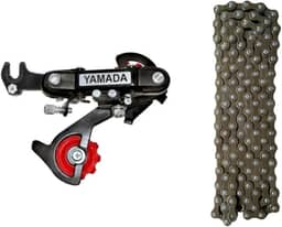 Kit Cambio Traseiro C/ Gancheira Yamada 7v E Corrente 116 Elos Fina 7 Velocidades Para Bike Bicicleta Mtb Aro 26 -29