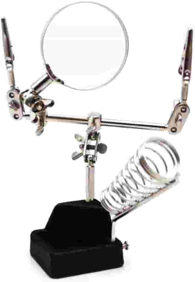 Lupa com Garras e Suporte de Ferro de Solda Eda Prateado