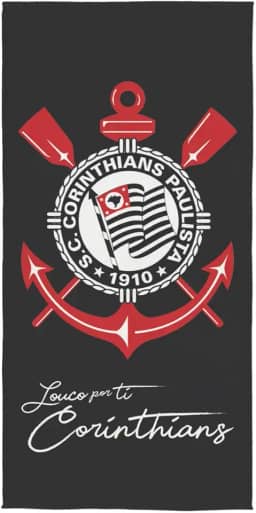Toalha de Time Praia E Piscina, Licenciada, Aveludada, 1,40mx70cm, Altihaus, Secagem R�pida, Macio - Lepper (Corinthians II)