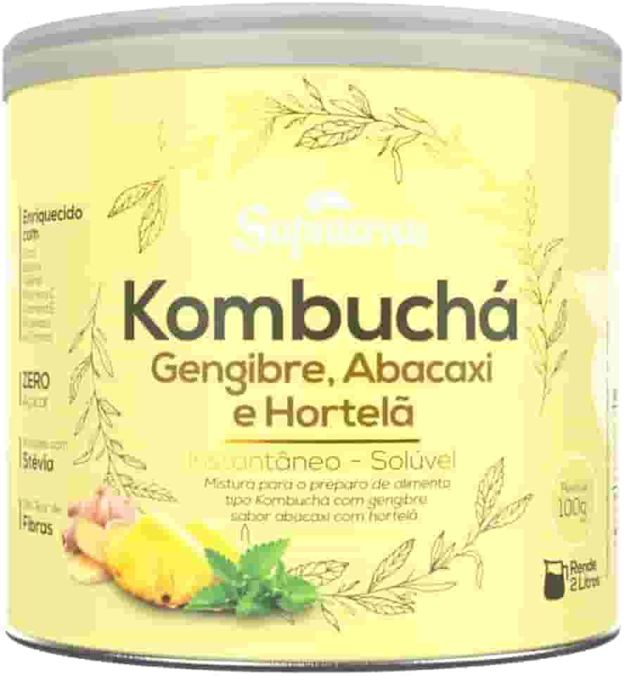 Supraervas Kombucha Lata 200g - 3 Sabores (Gengibre, Abacaxi e Hortelã)