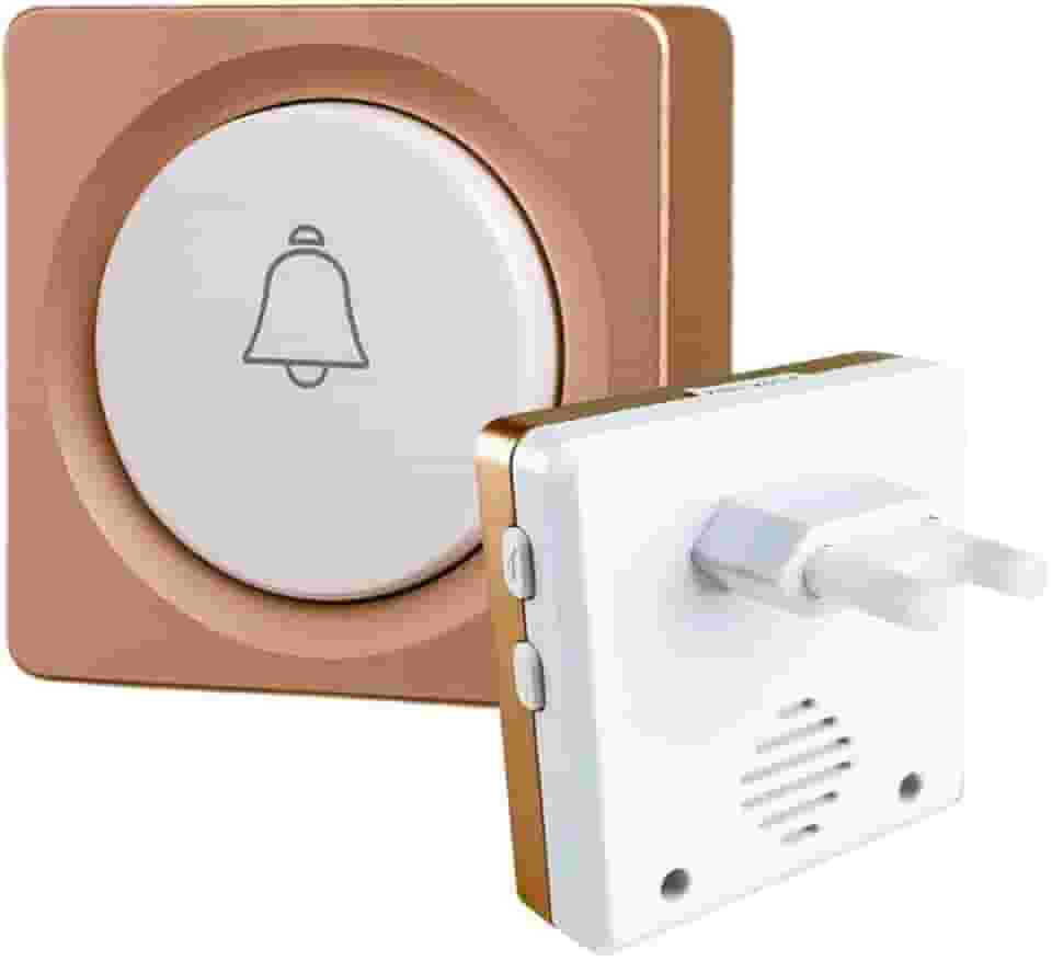 Campainha Sem Fio Wireless Inteligente Bivolt Residencial Comercial com Botão Emergencial para Comunicação com Idosos 38 Sons Premium (Dourada)