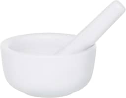 HIC Kitchen Almofariz e pilão para moer especiarias e ervas e comprimidos de esmagamento, porcelana branca fina