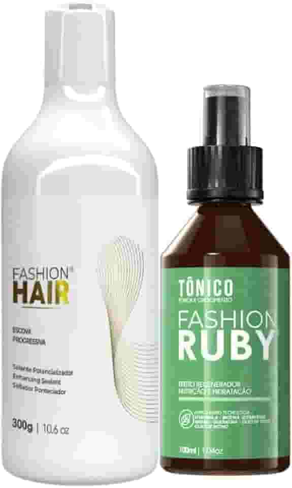 Kit Escova Progressiva Fashion Hair 300ml + Tônico Capilar 100ml Força e Crescimento