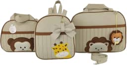 BOLSA MATERNIDADE MENINO 3 PEÇAS SAFARI (BEGE)