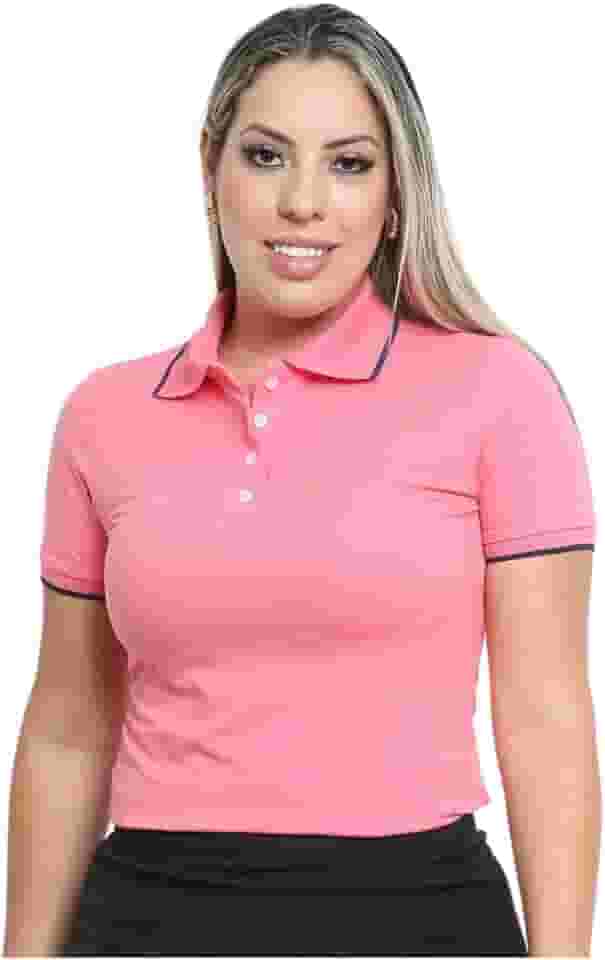 Camisa Gola Polo Feminina Algodão Elastano Uniforme Lisa
