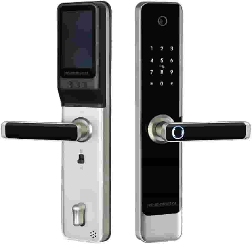 Fechadura Inteligente Wifi com Câmera e Campainha de Embutir Abertura por Biometria, Senha, Tag, Chave e Remotamente por APP, Função Interfone após Acionamento da Campanhia Áudio Vídeo Novadigital