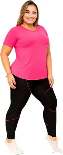 Conjunto Plus Size Feminino, Blusa Dry Fit e Calça Legging Esportiva, Tecido Elástico, para Academia e Ginástica